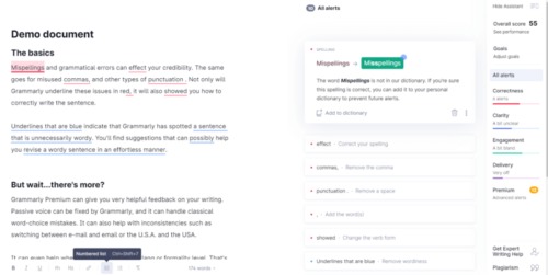 Grammarly-登録後のDemo画面の画像