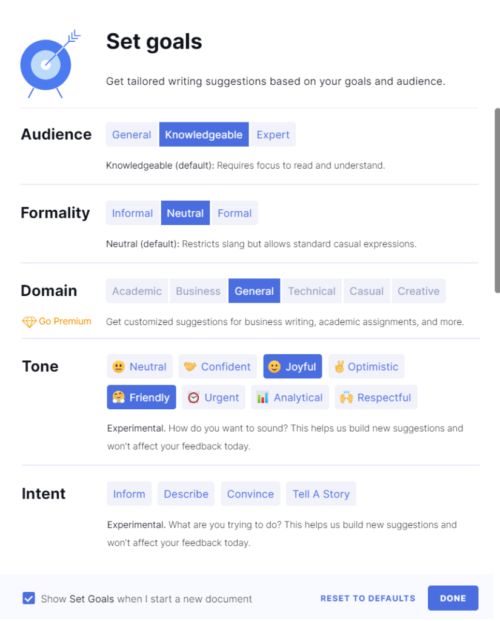 Grammarly-Set-Goal