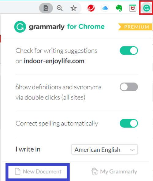 Grammarly-for-Chromeのアドオンのクリック画像