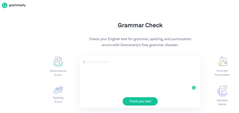 Grammarly HPのトップページ画像 