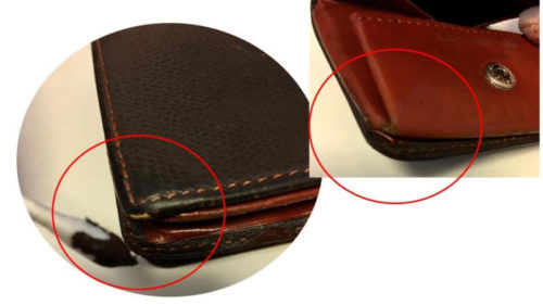 Image of the coin purse being repaired.