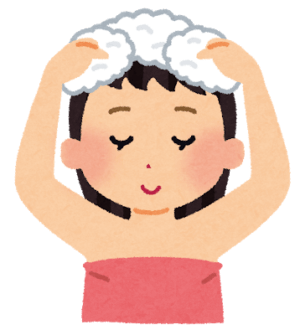 Image of a woman shampooing her hair