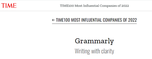 Grammarly TIME 2022 most influential company selected