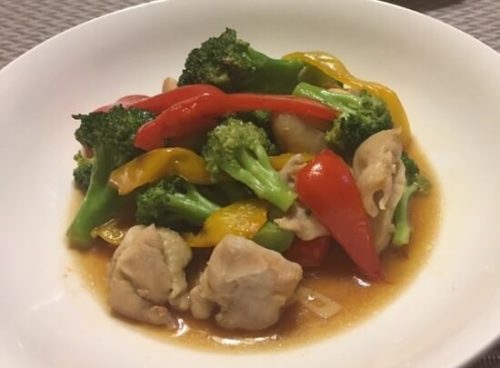 Image Stir-fry chicken and broccoli with oyster sauce