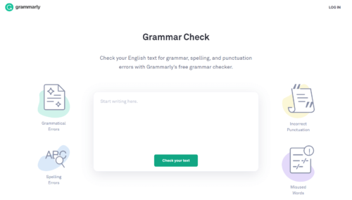 Grammarly Checkerのトップページ