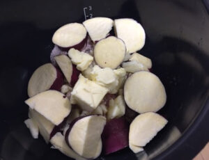 Image: Garlic, sweet potatoes, and finally butter.