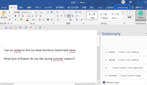 Grammarly for MS Word