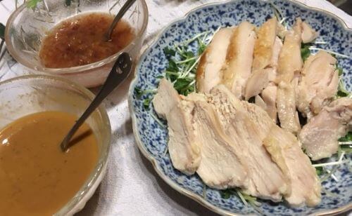 鶏ハム2種タレ食卓